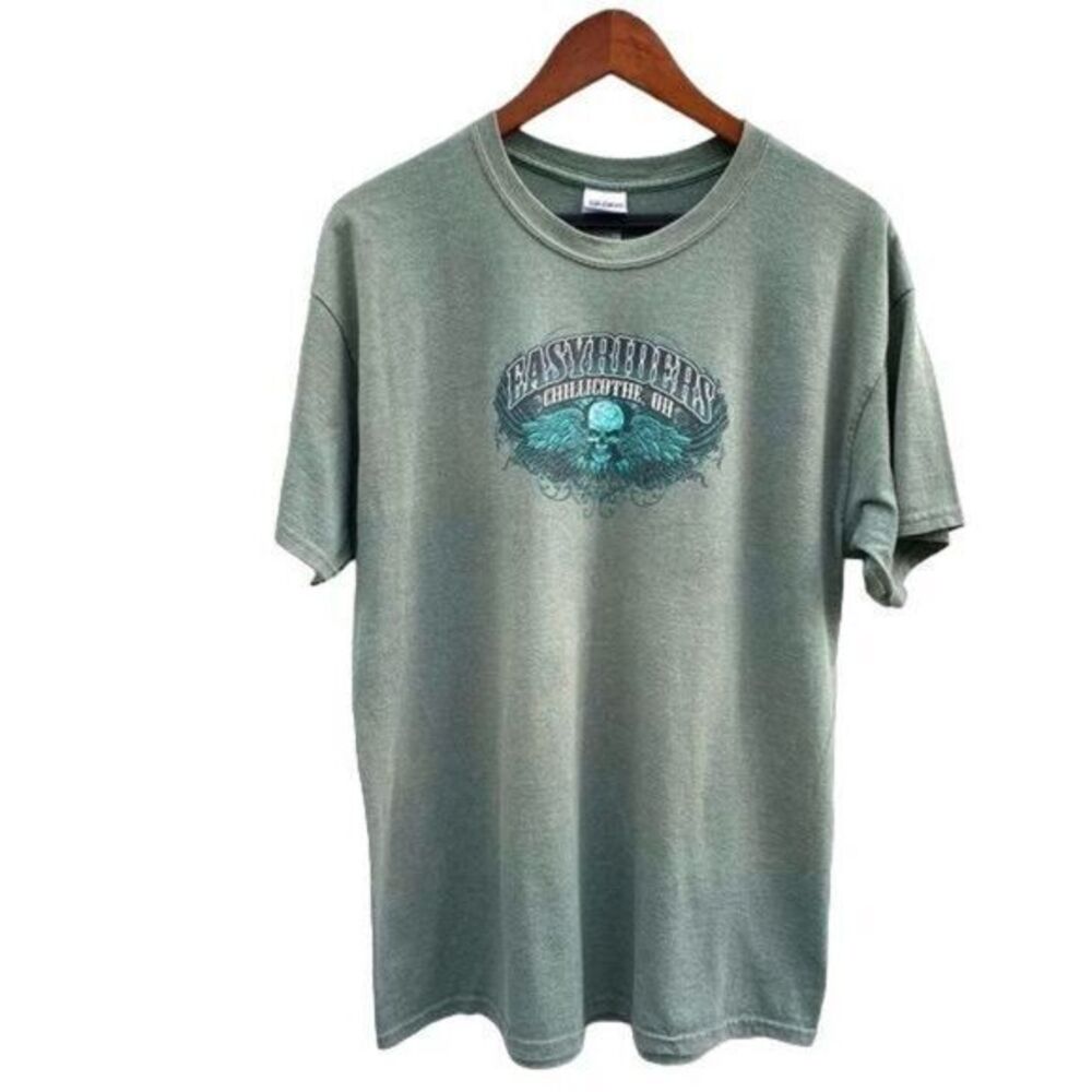 Easyriders Chopper Motorcycle Biker Skull Graphic Distressed T Shirt
